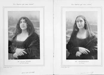 La Belle Otero and Mistinguett as the Mona Lisa, from an Article Les Sourires qui Nous Restent in Comoedia Illustre